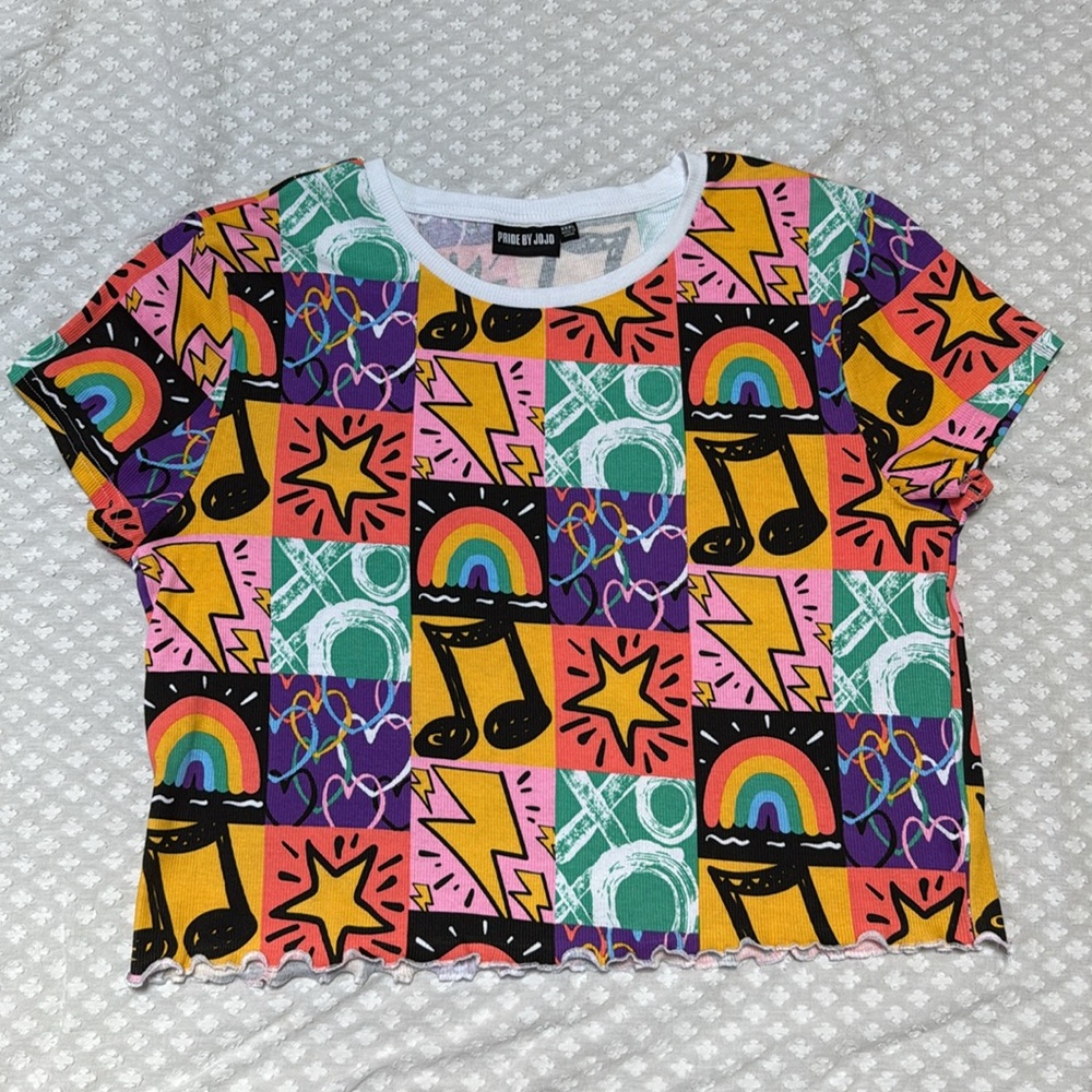 Pride by JoJo Colorful Patchwork Graphic Baby Tee size XXXL